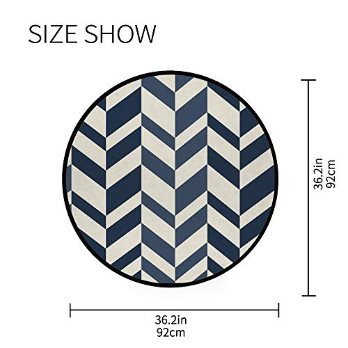 Tapis de sol rond antidérapant rétro en polyester et coton stretch de 92 cm