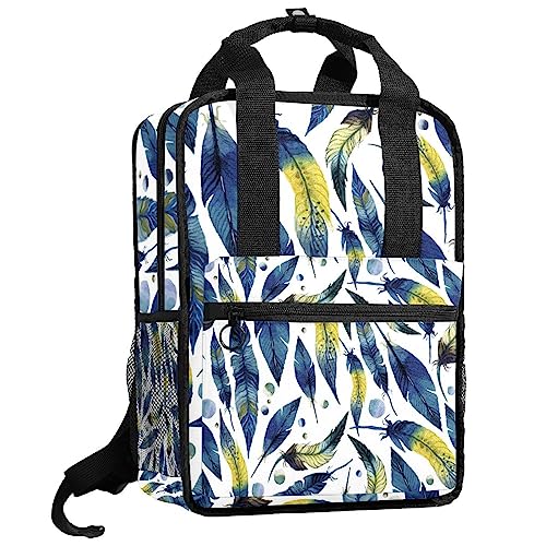 Sac à dos pour garçons à motif plumes bleues pour l'école et les sorties