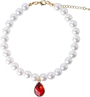 Vista 13 de Collar de perro con perlas y diamantes de imitación para perros pequeños, accesorios para collar de mascotas (S, azul marino)