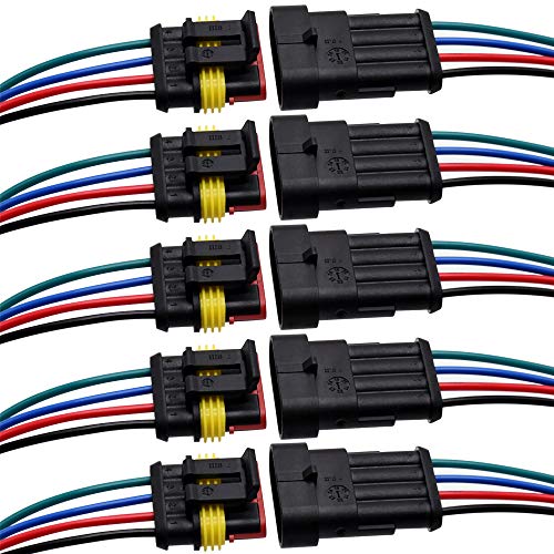 Lot De 10 Connecteurs électriques étanches 2 Broches 16 AWG - Avec Fil De 10 Cm, Pour Véhicules