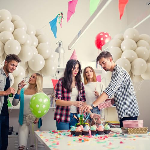 Image of 100pcs Sand White Balloons, 12inch Ivory White Party Latex Balloons for BOHO Wedding Birthday Baby Bridal Shower Gender Reveal Party Decoration (with 66ft Ribbon)