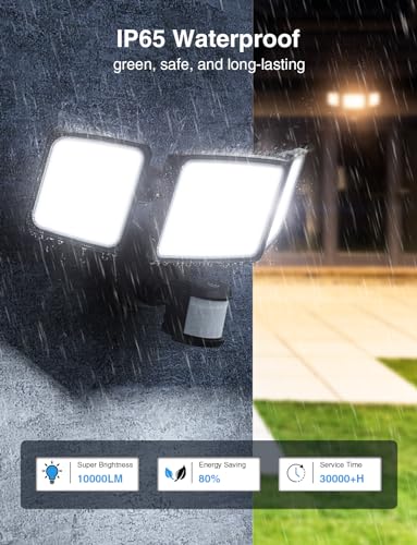 100W Smart LED Security Lights with Motion Sensor for Outdoor, WiFi Alexa Control, IP65 Wall Light for Yard