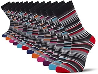 Cob Stallion- Multi-Stripe Men's Socks, Pack of 12 and 6, Multicoloured, Multipack 6-11 UK