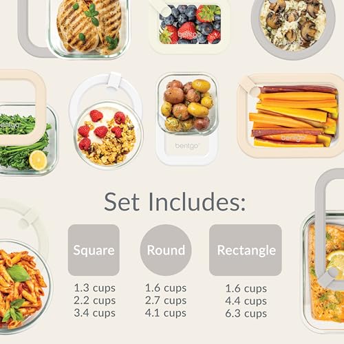Image of Bentgo Signature Glass Food Storage Containers with Lids, 18 Piece Set