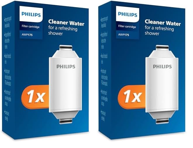 Philips Wasser-Duschfilterkartusche, entfernt Chlor und Verunreinigungen, Filtrationskapazität: 50.000 l (Packung mit 2)
