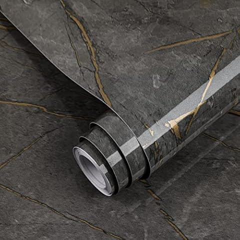 Marble Sticky Back Plastic Roll Grey 40x300cm Marble Vinyl Self Adhesive Wallpaper Contact Paper Waterproof Flim Peel and Stick for Kitchen Bathroom Countertop Table Furniture Stickers Cover