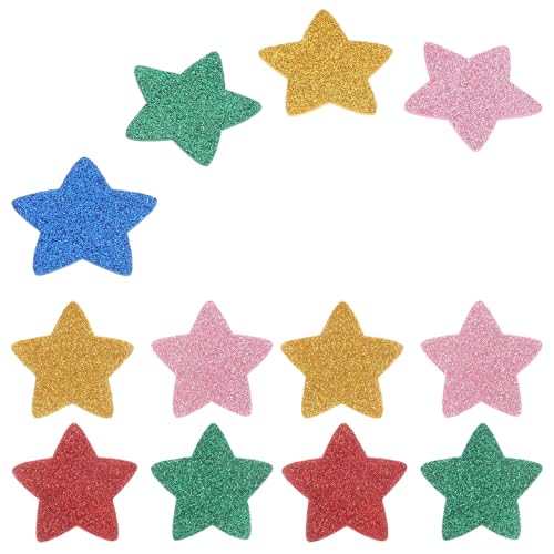WESIEVYA Pegatinas de Estrellas Eva Autoadhesivas Purpurina, 15 Unidades Mixtas de Colores, para Manualidades, Scrapbooking y Decoración Infantil Color Aleatorio