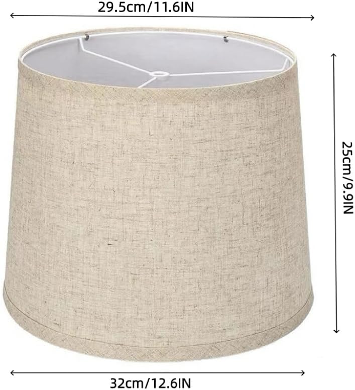 Beige Lampshades Set of 2, Replacement Lampshade with 2 Harp Holders | Natural Linen Lamp shades for Table & Floor Lamps, Easy Assembly