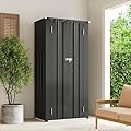 Aoxun 22 Cu.Ft Outdoor Storage Cabinet, Metal Garden Shed with 3 Layers & 2 Removable Shelves, Indoor/Outdoor Waterproof Shed for Garage, Porch (Black)