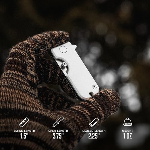 Image of WESN Microblade Premium Folding Pocket Knife - 1.5 inch D2 Steel Blade, Compact Titanium EDC Knife with G10 Handle, Manual Thumb Stud, Deep Carry Clip - Lightweight Everyday Carry (White /Titanium)