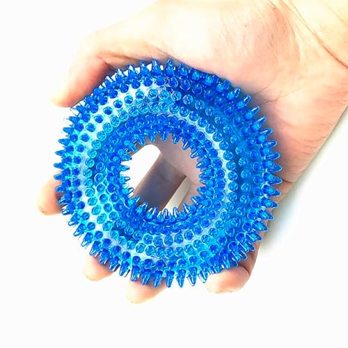 Image of Squeaky Ring Toy|Non- Toxic and Durable Squeaky Ring Shaped Ring Toy |Soft Natural Rubber Toy for Chewing and Dentle Cleaning (Blue, Size Medium)