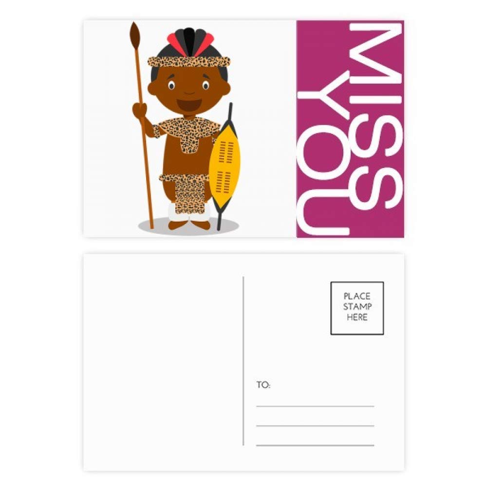 DIYthinker Tribe South Africa Cartoon Miss Postcard Set Thanks Card Mailing Side 20Pcs 5.7 inch x 3.8 inch MultiColor