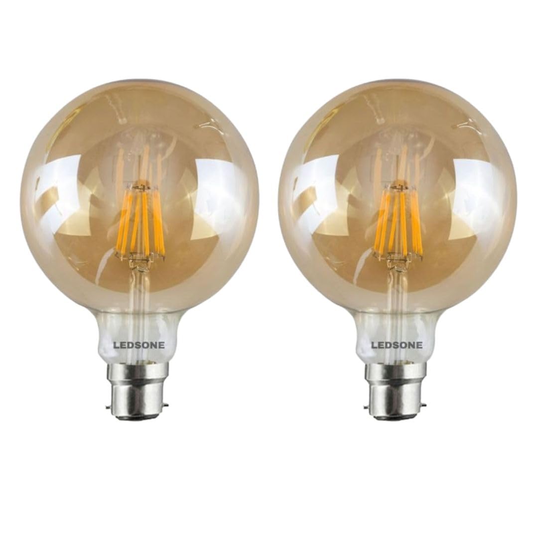 Ledsone Pack 2 Led G125 Vintage Non-Dimmable Edison Christmas Decorative Light Bulb 4W(40 Watts Equivalent), E27 Screw Warm White 2700K Energy-Saving Spiral Marry X-Mas Filament Globe Home Pendant Lmap (Pack 2) S