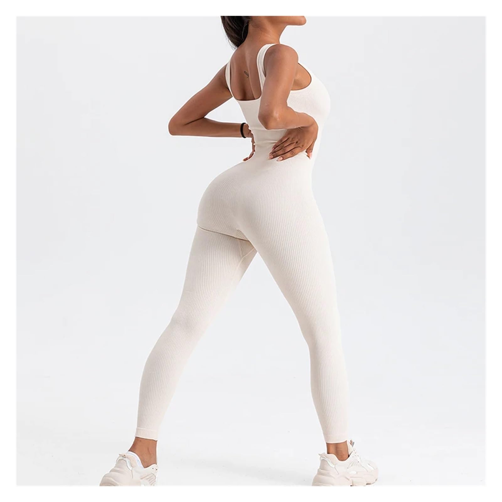 Monos Ajustados de Manga Larga for Mujer, for Yoga, Acanalados, Deportivos, Informales, con Cuello Cuadrado, for Club y Ropa de Calle.