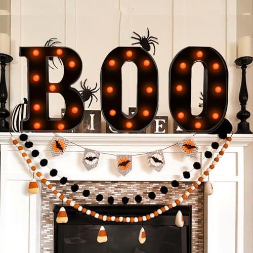 Halloween Decorations-3 LED Marquee Light up Letters Boo Sign Halloween ...