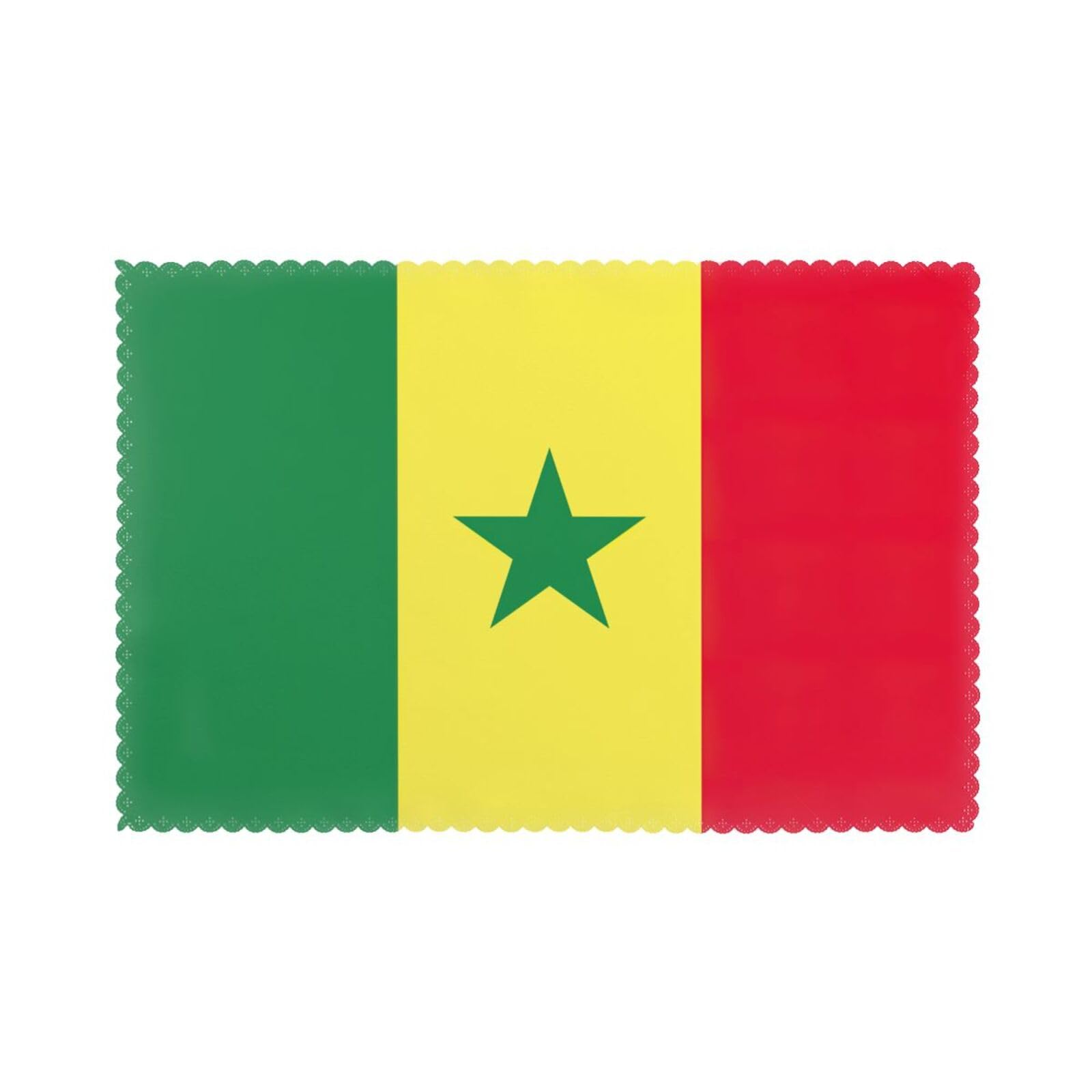Flag of Senegal Print Placemats for Dining Table Set of 6 12x18 Inch Table Mats for Party Kitchen Dining.