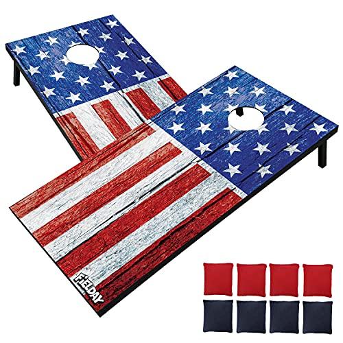 image for JOYIN American Flag Cornhole Set, 4x2ft Regulation Size Cornhole Game 