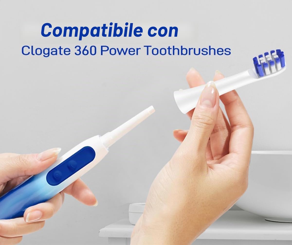Testine di ricambio compatibili con spazzolino da denti Colgate 360 Deep Clean alimentato a batteria, confezione da 10, bianco