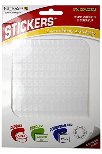 Novadhesif - Pochette chiffres adhesifs souples (0 a 9) - 10 Mm - Blanc