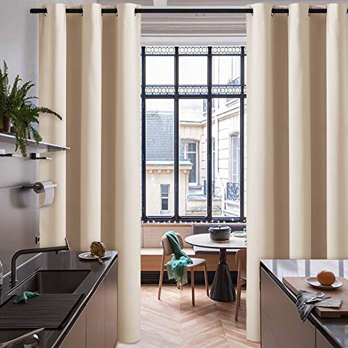 Image of RYB HOME Room Divider Curtains - Privacy Space Wall Divider Screens Noise Reduce Blackout Window Curtains for Living Room Bedroom Door Doorway Apartment, 1 Panel, Cream Beige, 60 Wide x 108 Long