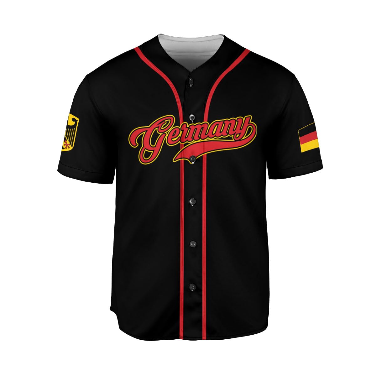 Podagree Personalized Germany Baseball Jersey, German Proud Flag Jersey Coat of Arms Gift for German Jersey Men Women (GN10)