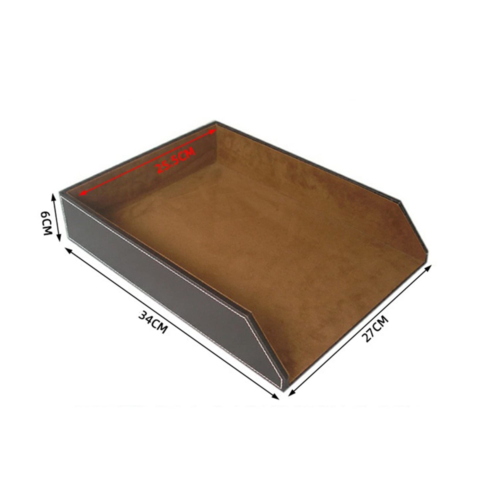 3X Bandeja de Cartas de Colección de PU, Organizador de Escritorio para Documentos, Soporte para Bandeja de Documentos Apilable para Archivos de Oficina (Marrón)