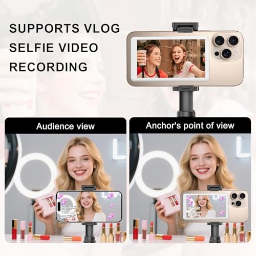 Image of Magnetic Selfie Monitor Screen for iPhone & Android, Vlog Selfie Monitor Screen with Wireless Screen Mirroring, Portable Mobile Monitor for Video Recording