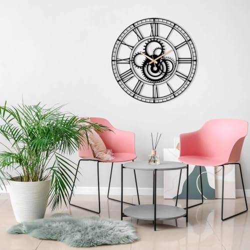 Image of Stylish Metal Analog Wall Clock for Living Room, Bedroom, Office, Kitchen, Home and Hall | Antique Fancy Big Size Modern Wall Watch for Home Decor (DA-190, 50CM)