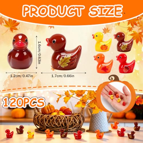 Image of JUNEBRUSHS 50Pcs Fall Mini Resin Ducks Thanksgiving Miniature Figures