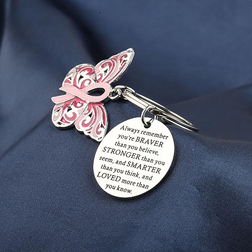 WSNANG Breast Cancer Awareness Gift Pink Ribbon Butterfly Keychain/Necklace Pink Ribbon Jewelry Breast Cancer Warrior Gifts4