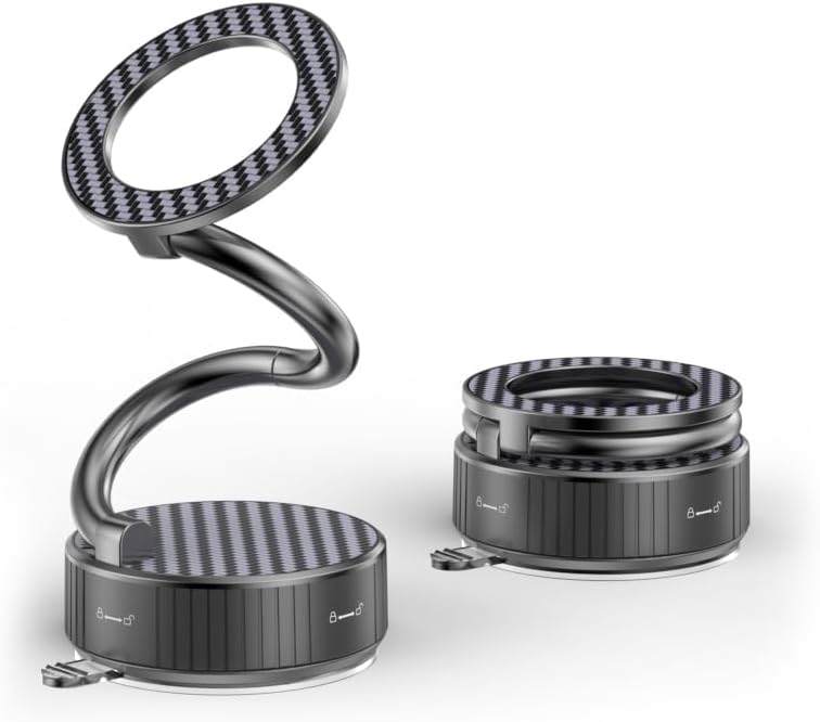 Magnetic Car Phone Holder with Suction Cup, Infinite Angles Rotating Vacuum Magnetic Phone Mount for Car,Foldable Phone Stand for Windscreen/Desk/Smooth Surface,for All Smartphone