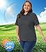 Idtswch Women's Plus Size Polo Shirts UPF 50+ Casual Work Quick Dry 3 Buttons Short Sleeve Collared Golf Shirt Dark Grey