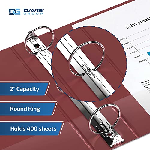 Image of Easyview 3-Ring Binder, Clear-View Cover, 2 inch Round Rings, Burgundy, 6 Pack | Heavy-duty binder, fits 8.5 inch x 11 inch paper, customizable cover, made in Canada, ideal for school or office use