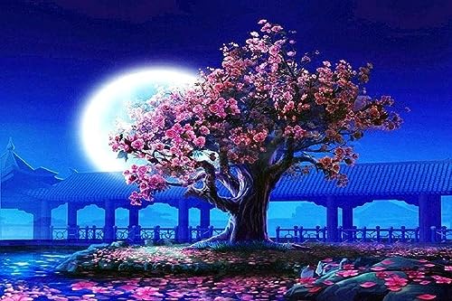 Flores De Cerezo A La Luz De La Luna - Rompecabezas En Línea