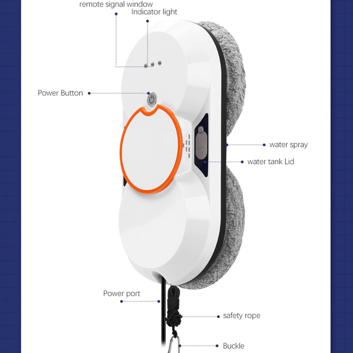 Robot lavavetri Automatico, con Telecomando e Robot lavavetri con spruzzo d'Acqua nanoatomizzato 4 modalità con 10 Panni per mocio.