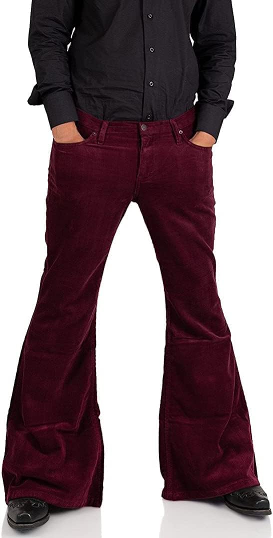 Men's Corduroy Relaxed Vintage 60s 70s Bell Bottom Pants Stretch Fit Classic Comfort Flared Flares Retro Disco Pants - Image 2