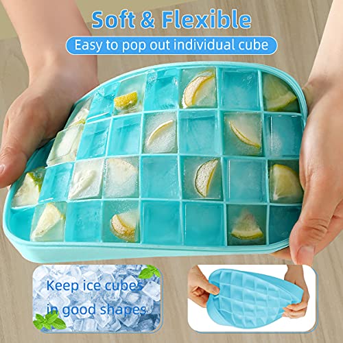 image for GONGQIN Ice Cube Tray for Freezer with Lid and Bin- Silicone Ice Cube 
