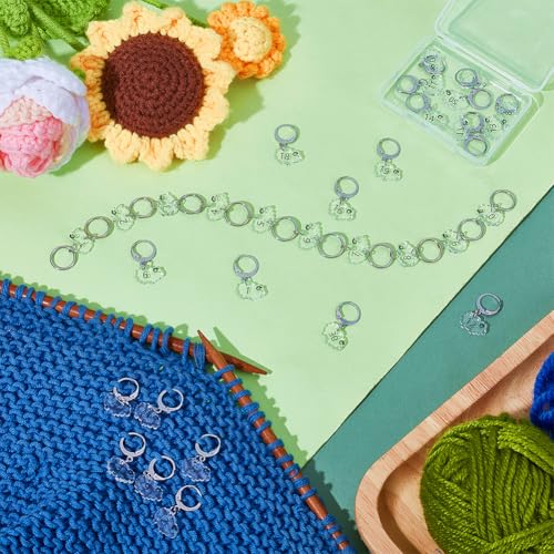 Image of BENECREAT 21Pcs Sheep Stitch Markers, Clear Acrylic Crochet Stitch Marker Charms with 304 Stainless Steel Clasps Locking Stitch Marker for Knitting Weaving Sewing Accessories Quilting