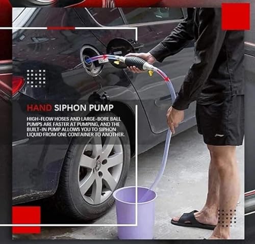 Fuel Transfer Pump Kit | High Flow Manual Siphon Pump | Portable Hand Pump for Petrol, Diesel, Oil, Water | Car Fuel Transfer Pump for Easy Liquid Transfer - Image 2
