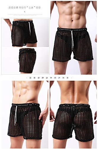 Men's Sexy Sleepwear Big mesh Hollow Men's Home Pajamas Shorts Sexy Sleep Bottom2