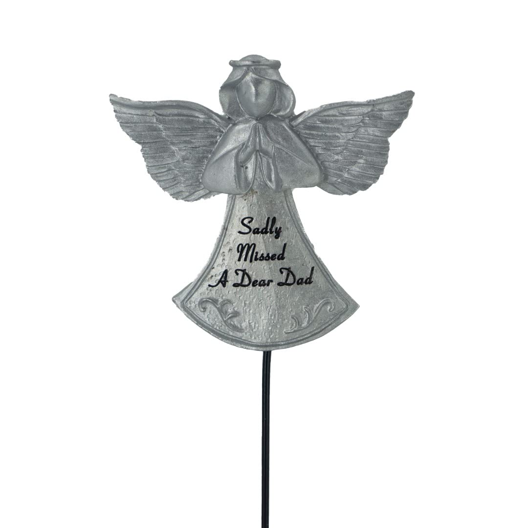 Angraves Multicolor Sadly Missed Dad Silver Guardian Angel Memorial Tribute Stick Graveside Plaque Ornament