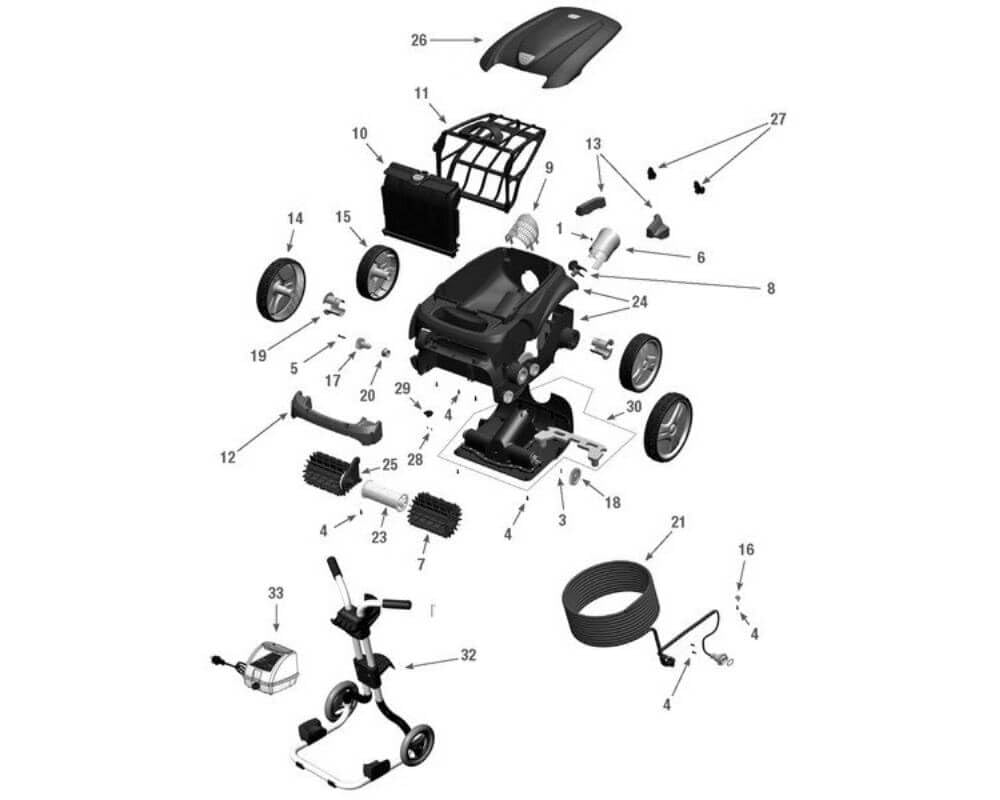 Petite Roue / Jante arrière pour robot Zodiac Vortex 3 et 4