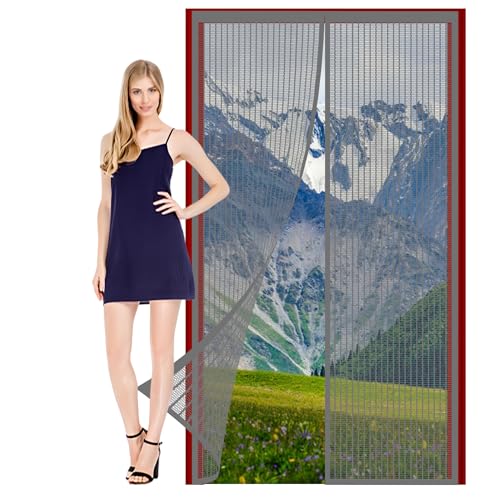 Moustiquaire de porte 109x214 cm grise pour extérieur et patio