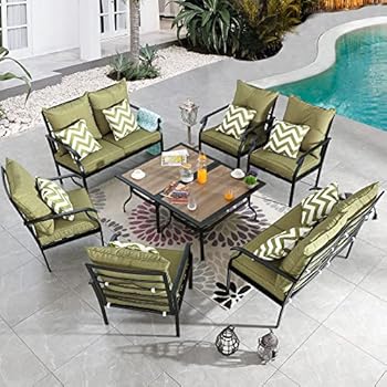 Alternative view of PatioFestival Patio Conversation Set Metal Outdoor Furniture Sets with Thick Cushions Pillows Galvanized Steel Frame (8 Pieces, Green)
