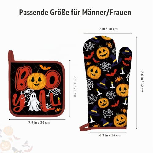 Arquiel Halloween Ofenhandschuh und Topflappen 2er-Set Baumwolle – Ansicht 4