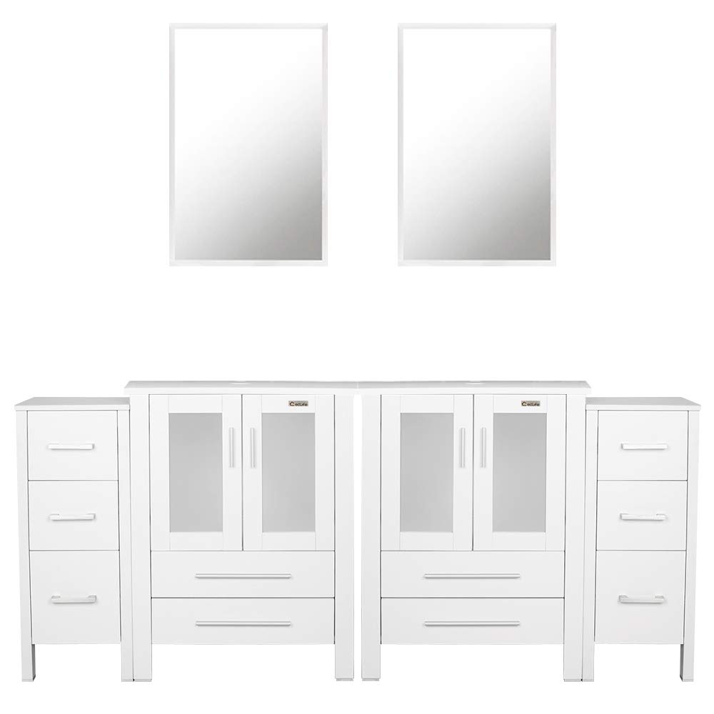 Buy eclife 72" White Bathroom Vanity W/White Side Combo Modern