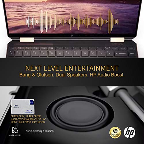 Image of HP Spectre x360 GEM Cut 13.3 inch FHD Touch Laptop, Intel i7-1065G7, 16GB RAM, 512GB SSD, Bang & Olufsen, Fingerprint Reader, HP Stylus, Nightfall Black, Win 10 Pro, 64GB TechWarehouse Flash Drive
