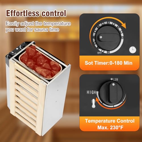 Cooouds 110V SAUNA STOVE With 3H Timer, 3Kw 110V Stainless Steel Electric Sauna Heater thumb #4