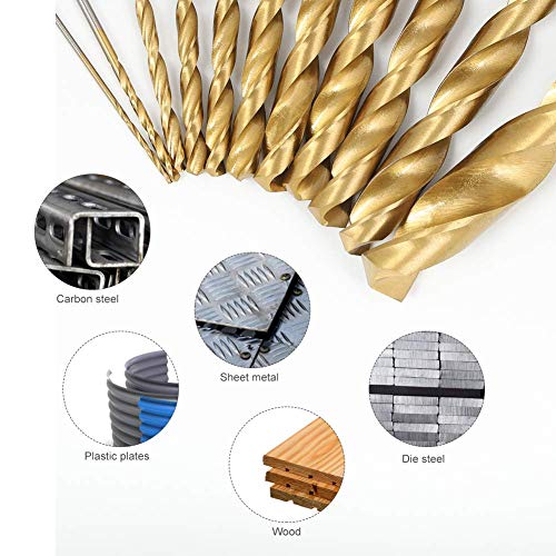 COMOWARE 230 Pieces Drill Bit Set- Titanium Wood Drill Bits, High Speed Steel Drill Bit Kit for Wood, Metal, Plastic, Steel, Copper, Aluminum Alloy with Storage Case, 3/64