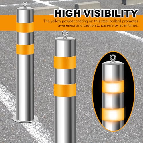 Image of Yaocom 2 Pcs Stainless 31.5''x4.5 inch Safety Bollard Post with 1 Barrier Chain